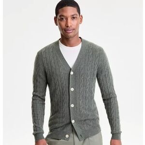Club Room Olive Cable Knit Cardigan
